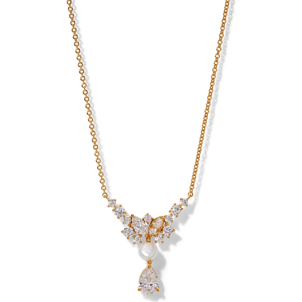 NADRI NADRI RAVISH CUBIC ZIRCONIA & GENUINE PEARL FRONTAL NECKLACE