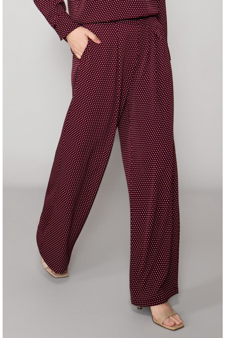 Luxe Crepe Wide Leg Pants, Alternate, color, TAWNY PORT DOT