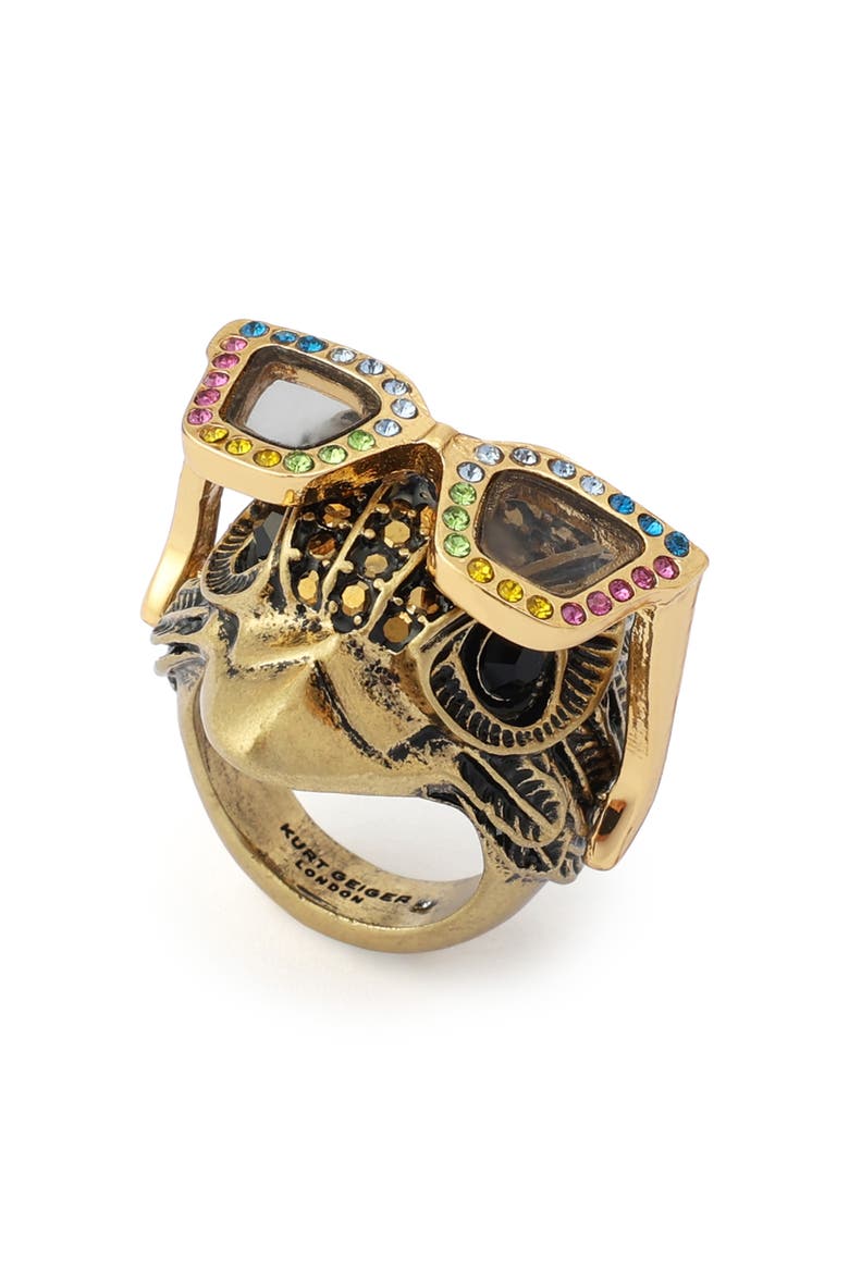 Sunglass Eagle Cocktail Ring, Alternate, color, BRASS