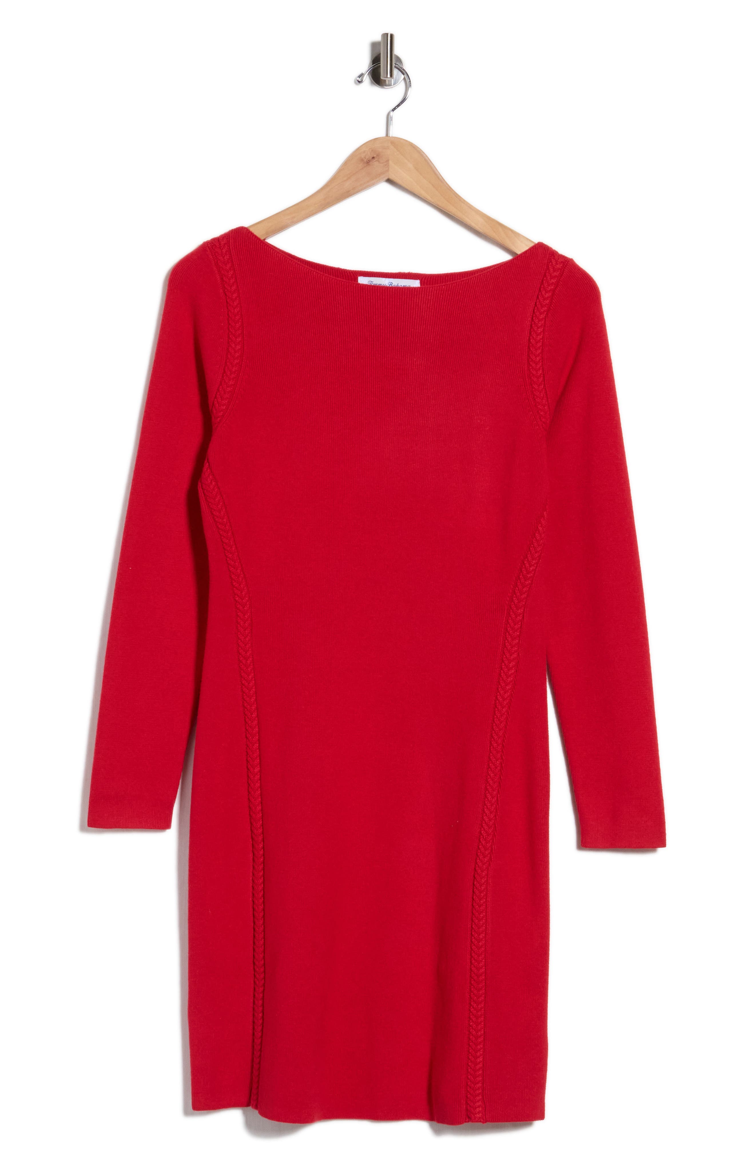 Delphina Braid Detail Long Sleeve Cotton Blend Sweater Minidress