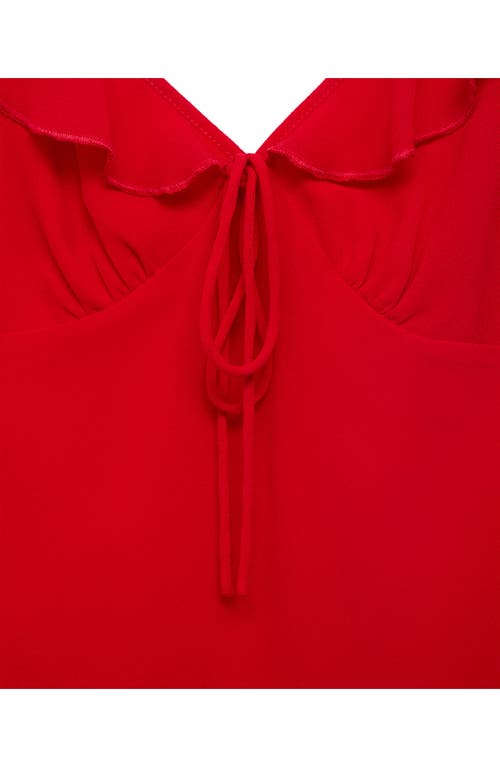 Mango Midi Dress With Ruffle Neckline Red In Red