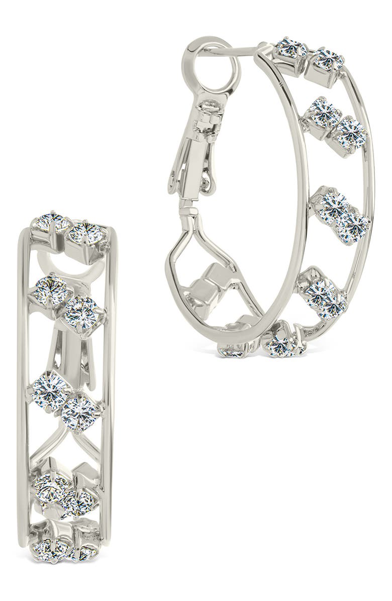 Sterling Forever Angelika Hoop Earrings, Main, color, Silver