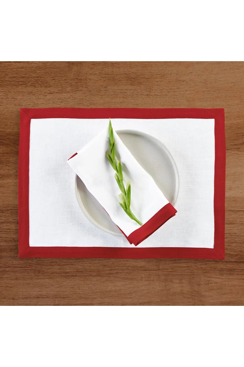 Linen Dinner Napkins Set of 4, 20 x 20" - Classic, Alternate, color, Red and White