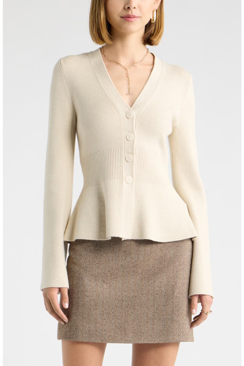 Softluxe Ribbed Waist Cardigan, Main, color, BEIGE OATMEAL LIGHT HEATHER