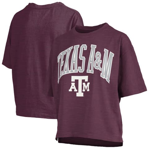 Women's Pressbox Maroon Texas A&M Aggies Nelson Arch Over Logo Waist Length Oversized Slub T-Shirt