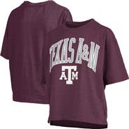 PRESSBOX Women's Pressbox Maroon Texas A&M Aggies Nelson Arch Over Logo Waist Length Oversized Slub T-Shirt