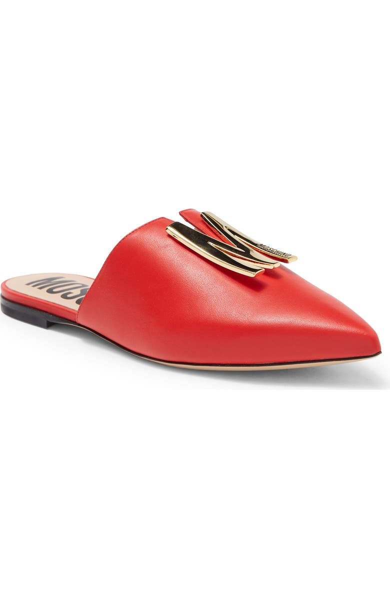 Moschino Logo Pointy Toe Mule, Main, color,