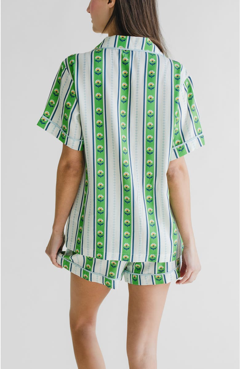 Katie Kime Garden Stripe Pajama Shorts Set, Alternate, color, Green