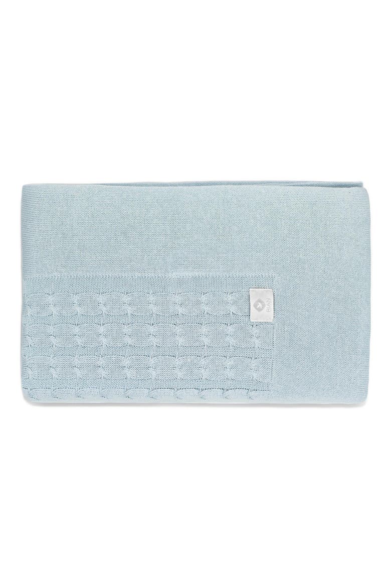 Cable Knit Crib Blanket, Main, color, LIGHT BLUE
