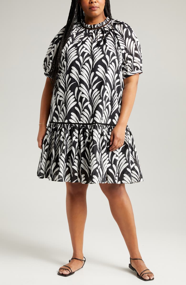 Caslon<sup>®</sup> Print Puff Sleeve Dress, Alternate, color, 