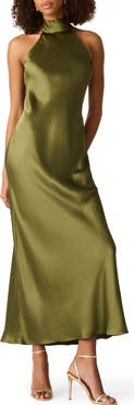 Steve Madden Lara Satin Bias Cut Maxi Dress