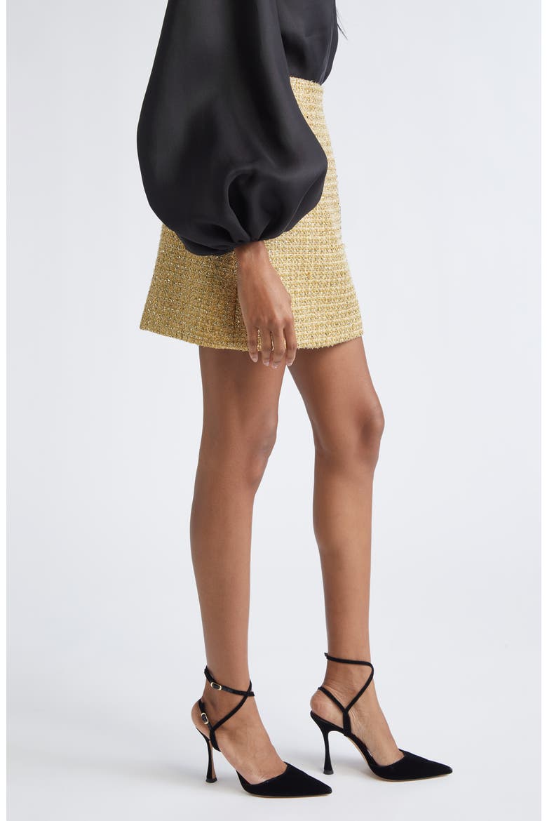 Metallic Tweed Miniskirt, Alternate, color, GOLD