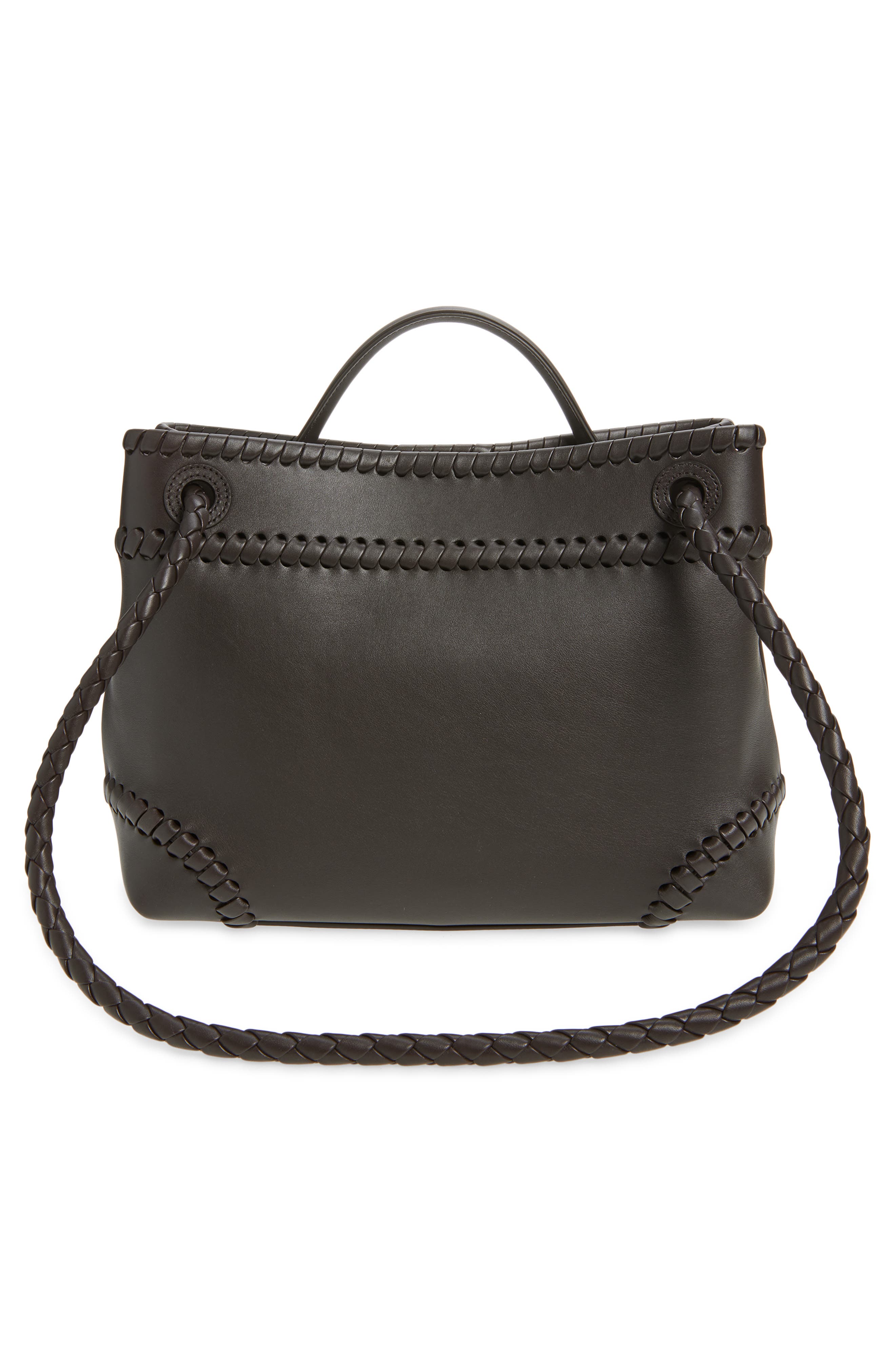 Bottega Veneta Borsa Whipstitch Leather Shoulder Bag, Alternate, color, 2009 Espresso-M Brass