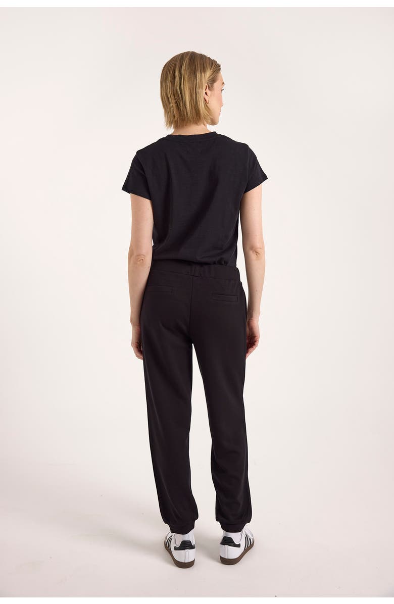 Brodie Pure Cashmere Piping Detail Jersey Cuffed Jogger, Alternate, color, Black