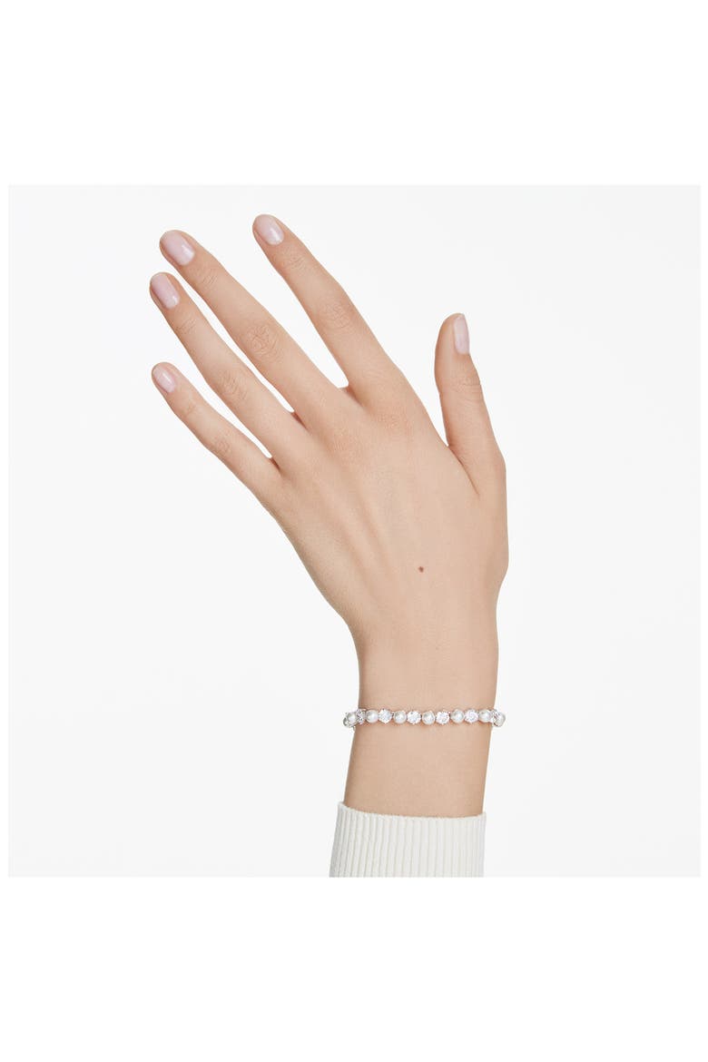 Matrix Crystal & Faux Pearl Tennis Bracelet, Alternate, color, WHITE/ SILVER