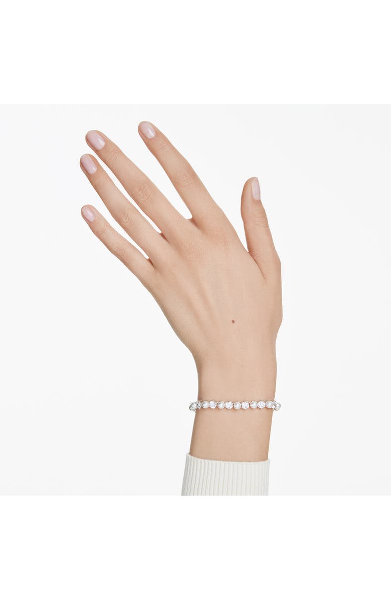 Swarovski Matrix Crystal & Faux Pearl Tennis Bracelet, Alternate, color,