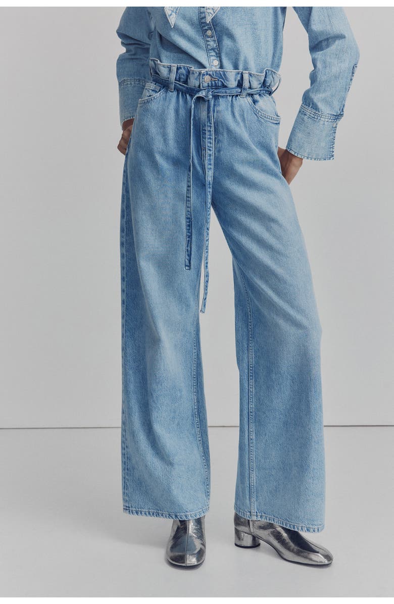 H&M Belted Paper Bag Jeans, Alternate, color, 