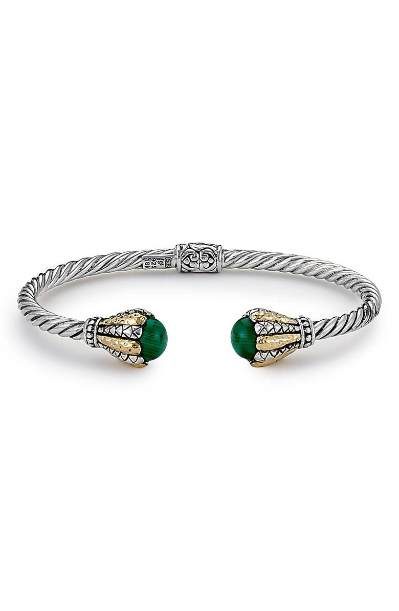 SAMUEL B. Sterling Silver & 18K Gold Twisted Cable Hinge Bangle, Main, color, 