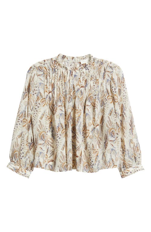Treasure & Bond High Neck Chiffon Top In Ivory- Tan Pais Days