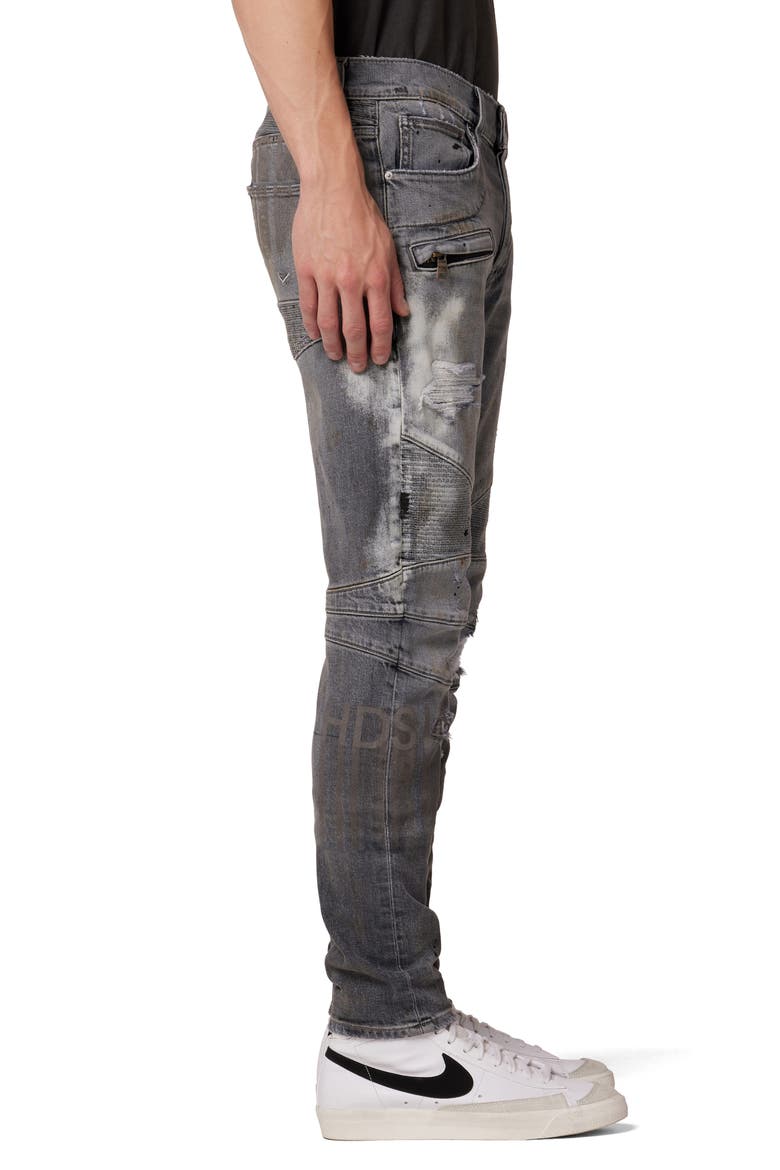 The Blinder v.2 Skinny Fit Distressed Biker Jeans, Alternate, color, GREY THRASHER