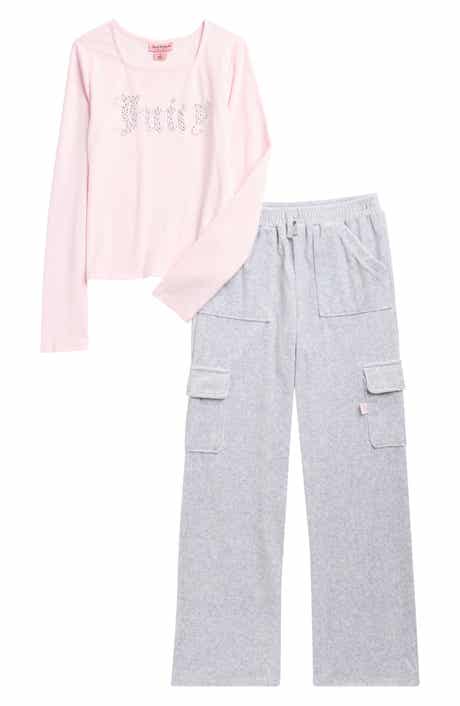 Juicy Couture Kids' Long Sleeve Logo Tee & Velour Cargo Pants