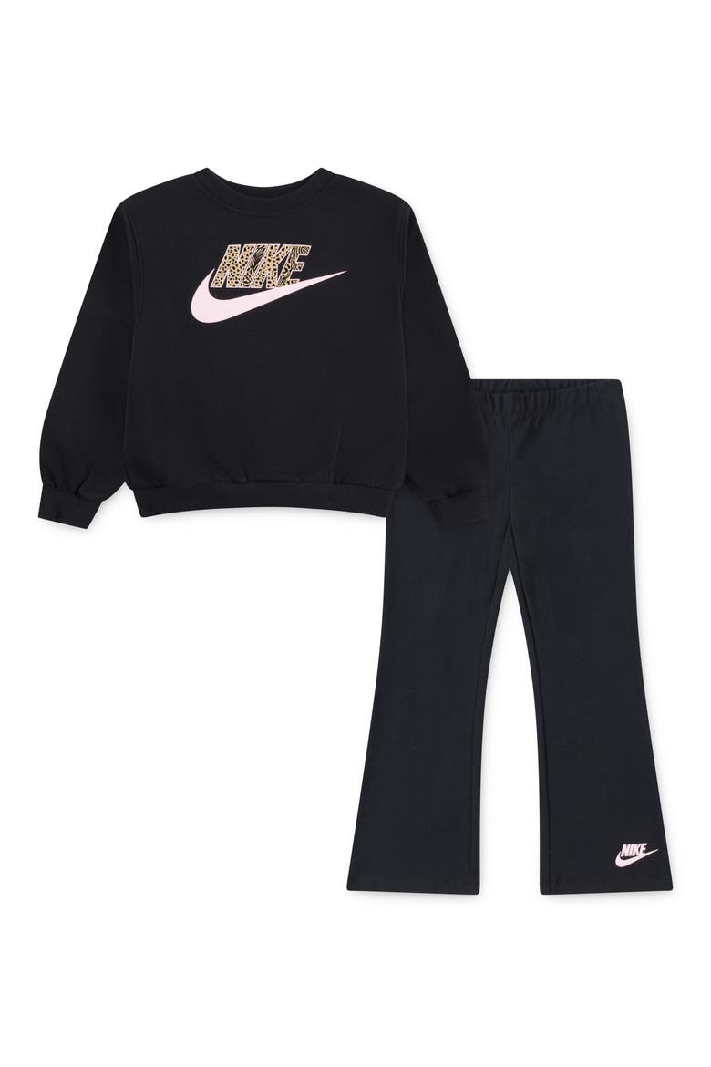 Kids' Wild Warmth Sweatshirt & Flare Leggings Set, Main, color, 023BLACK