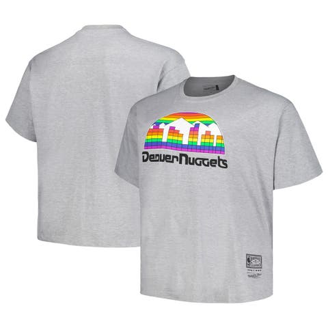 Men's Mitchell & Ness Heather Gray Denver Nuggets Big & Tall Hardwood Classics Vintage Logo T-Shirt