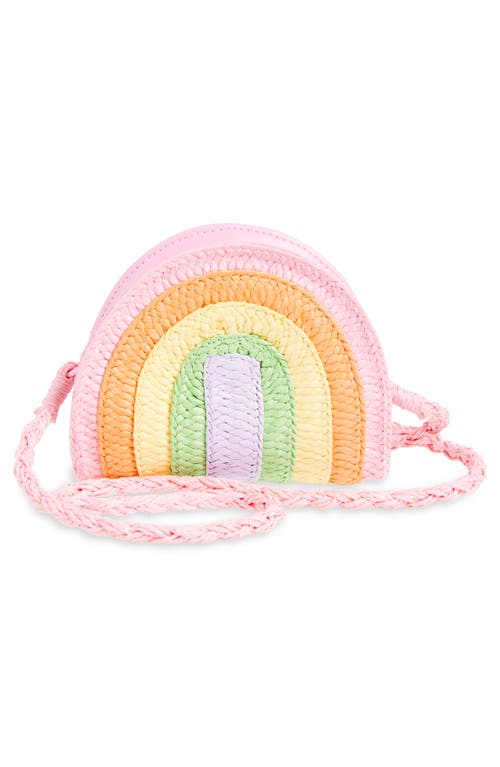 Capelli New York Kids' Straw Rainbow Crossbody Bag In Pink Multi Combo