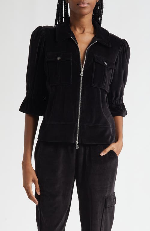 Cinq À Sept Holly Elbow Sleeve Velour Jacket In Black