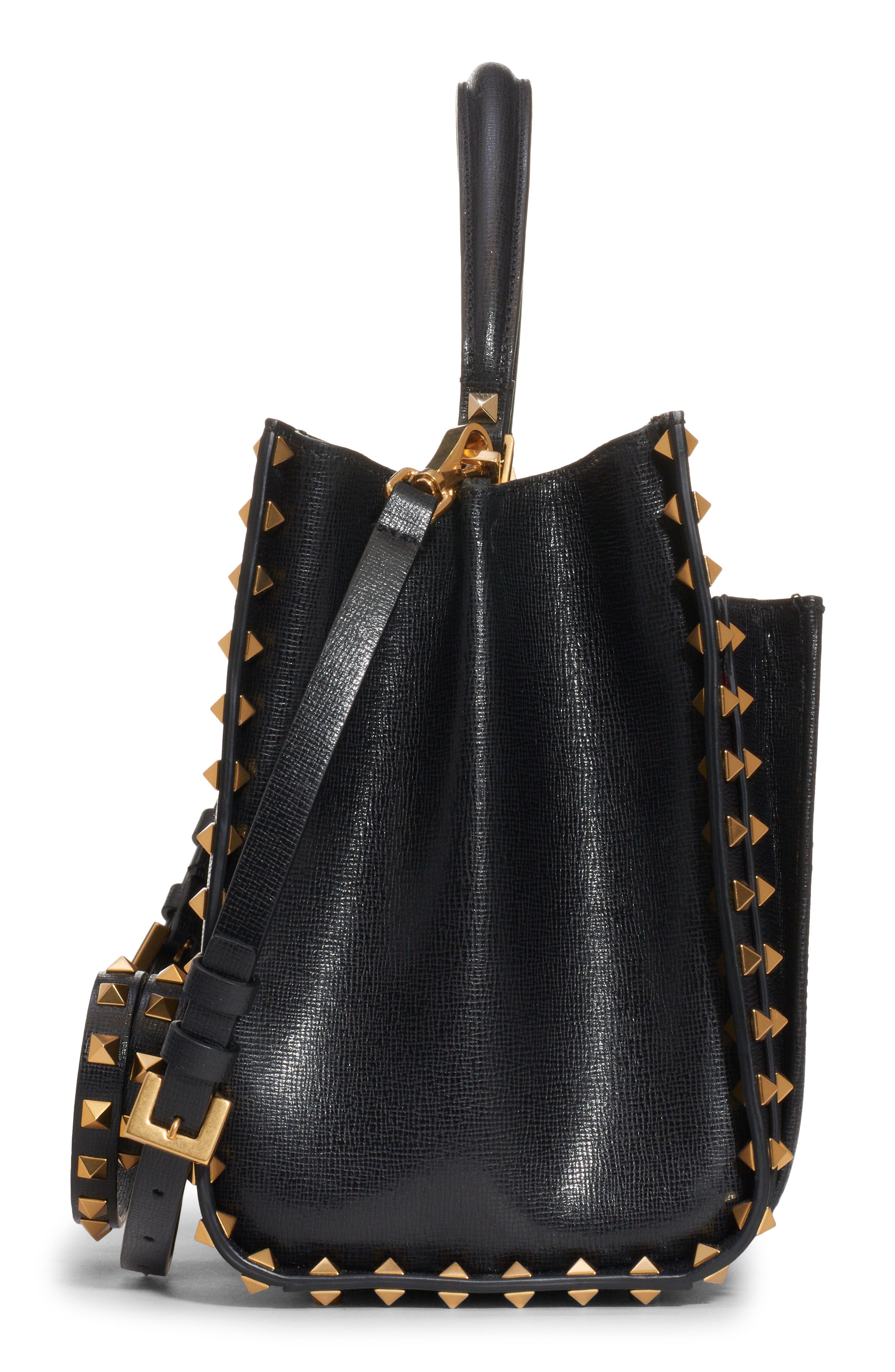 Valentino Garavani Medium Alcove Rockstud Leather Satchel, Alternate, color, 