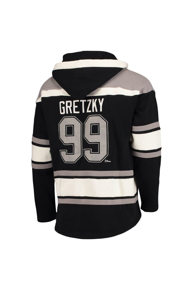 Men's '47 Wayne Gretzky Black Los Angeles Kings Retired Player Name & Number Lacer Pullover Hoodie, Alternate, color, Black