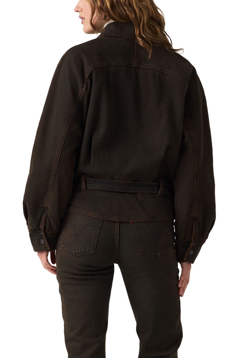 Belted Denim Moto Jacket, Alternate, color, OVER A CUP TRUCKER