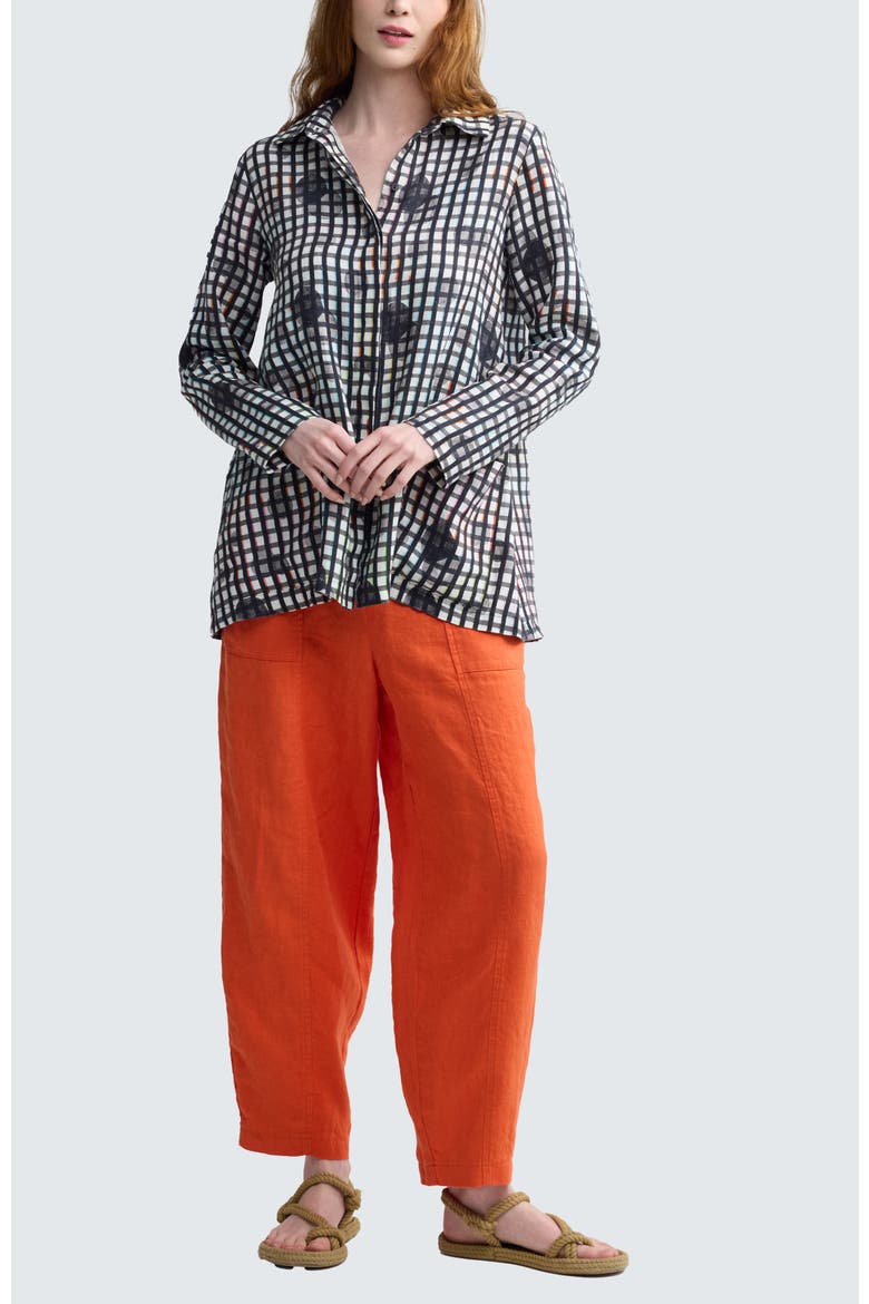 Brila Neon Print Linen Shirt, Alternate, color, Neon Black
