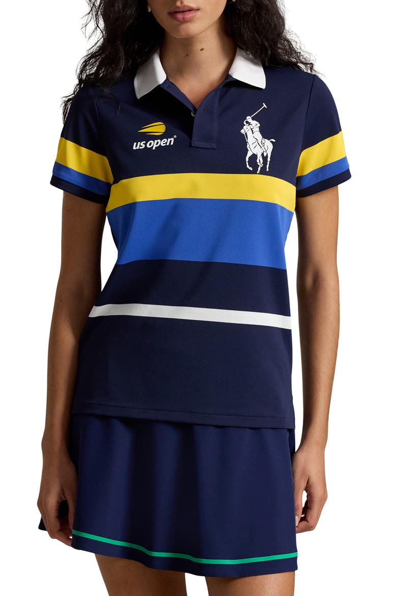 US Open Stripe Piqué Polo, Main, color, BLUE MULTI
