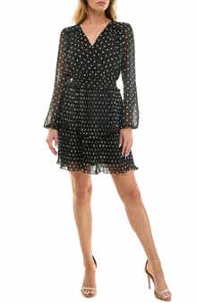 Socialite Long Sleeve Tiered Chiffon Minidress