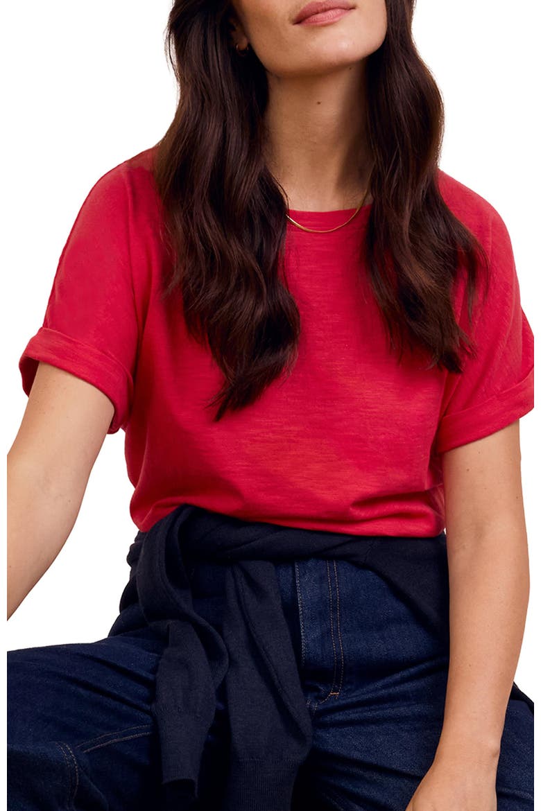 Cotton Crew Neck T-Shirt, Alternate, color, Red Tulip