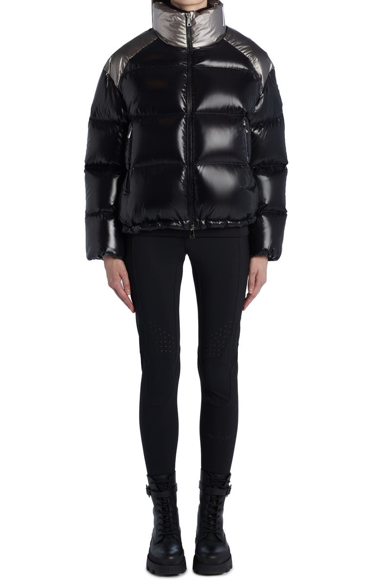 Moncler Cuscute Metallic Collar Down Puffer Jacket, Alternate, color,