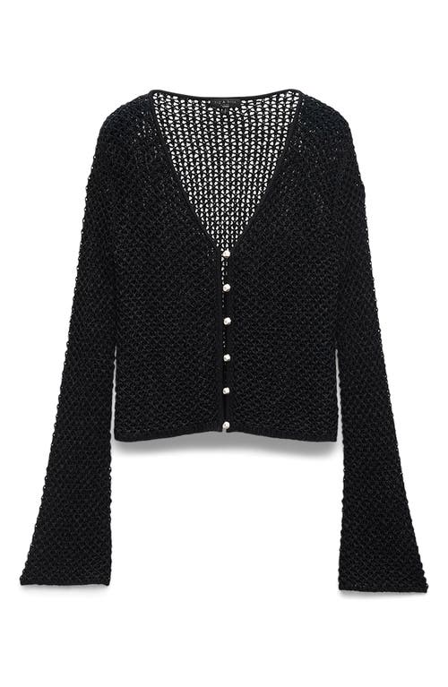 Rag & Bone Ellie Open-knit V-neck Cardigan In Black