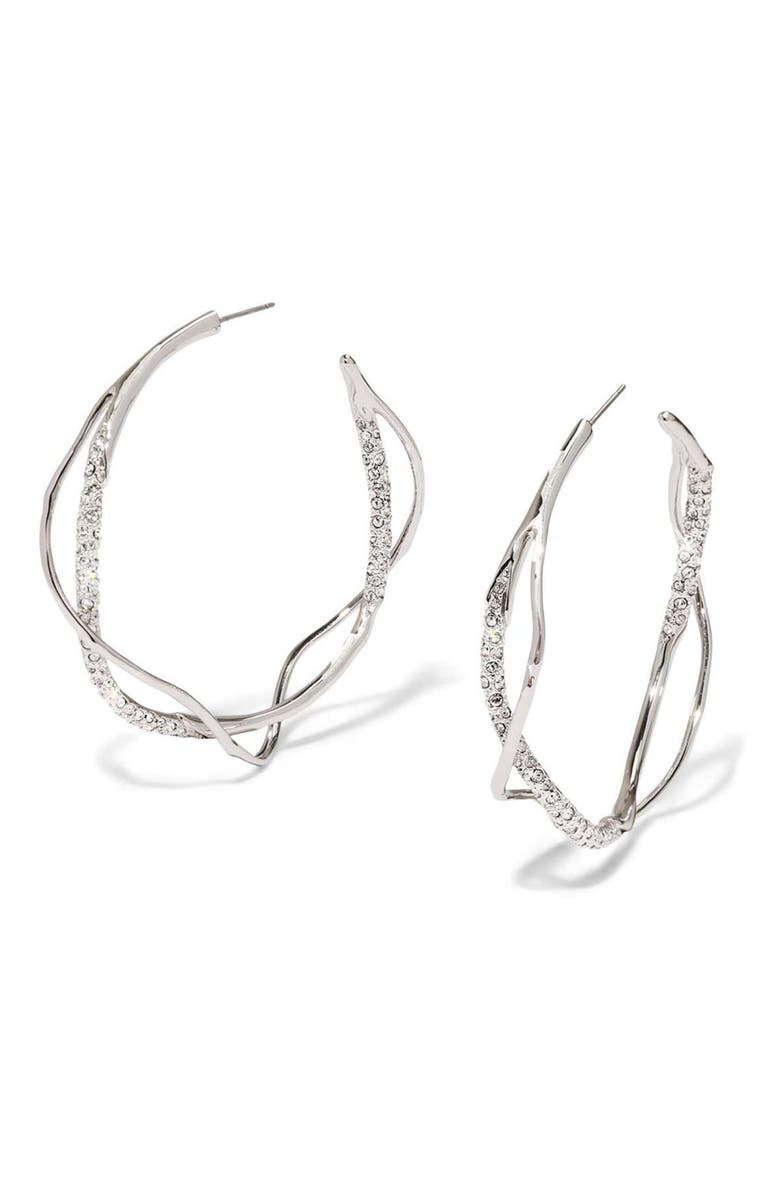 Alexis Bittar Intertwined Pavé Hoop Earrings, Main, color, Champagne