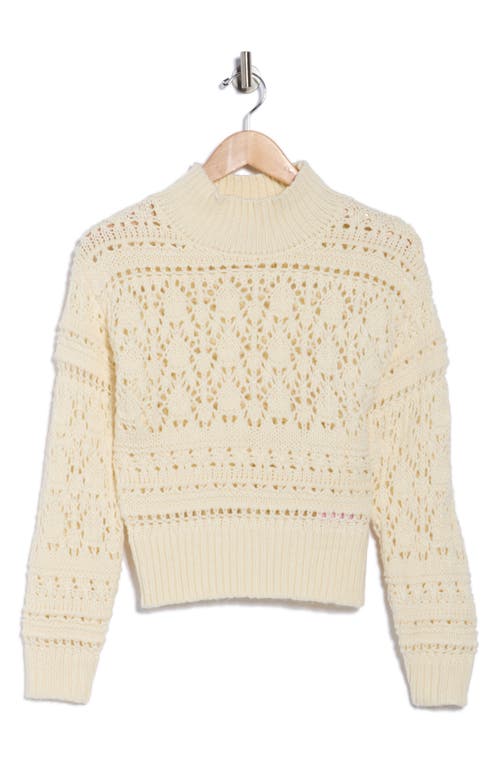Muse Open Knit Mock Neck Sweater In Neutral