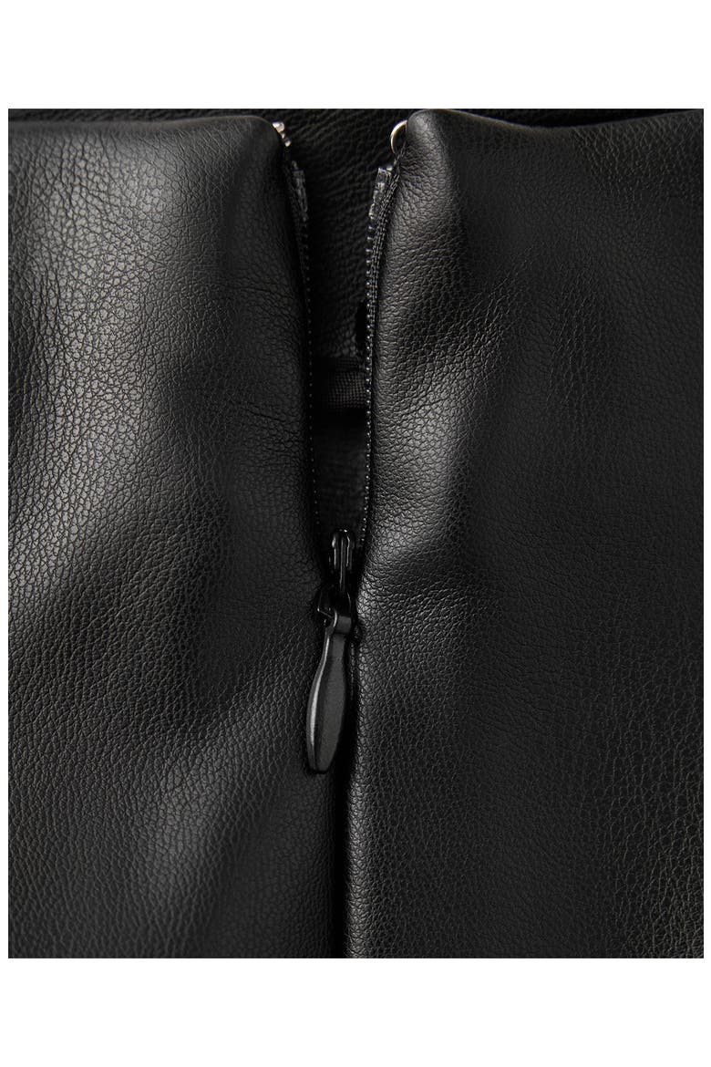 Eyelash Lace Trim Faux Leather Skirt, Alternate, color, BLACK