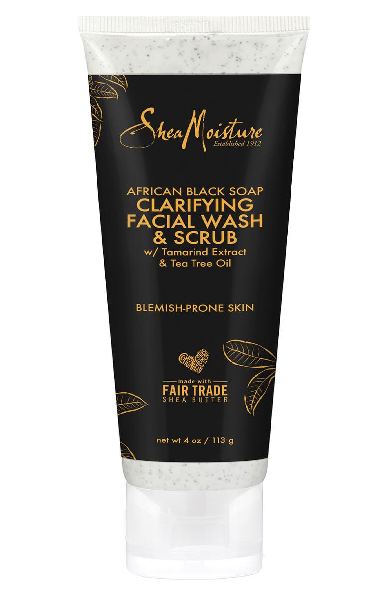 SHEA MOISTURE African Black Soap Facial Wash & Scrub - 4 oz., Main, color,