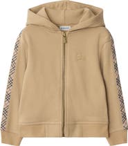 Burberry Check Trim Cotton Zip Hoodie