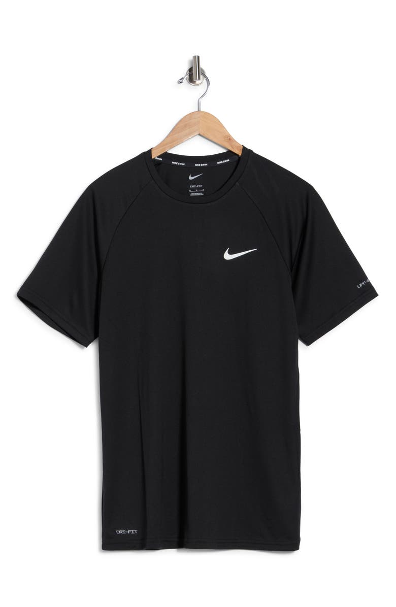Nike Short Sleeve Hydroguard Swim Shirt, Alternate, color, Black