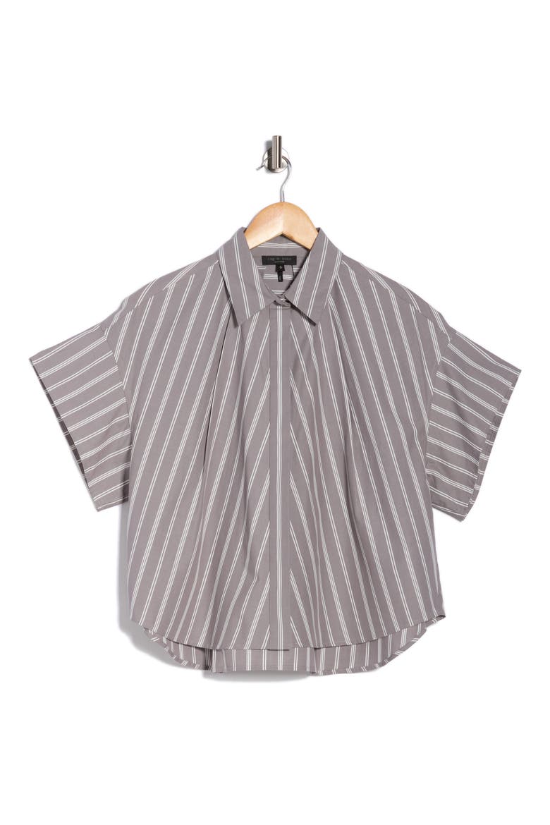 Maura Stripe Button-Up Shirt, Alternate, color, STEEL MULTI