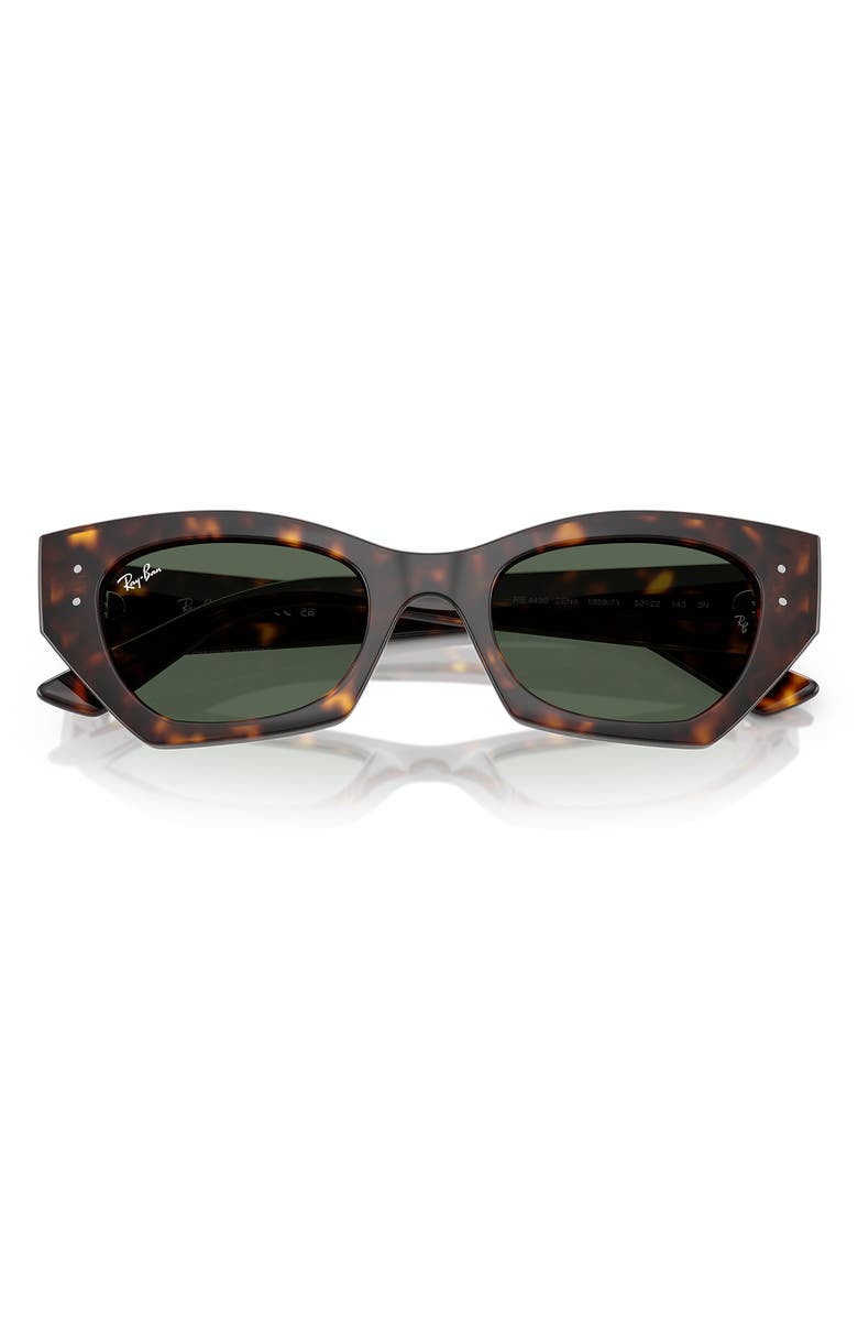 Ray-Ban Zena 49mm Geometric Sunglasses, Alternate, color, Havana / Dark Green