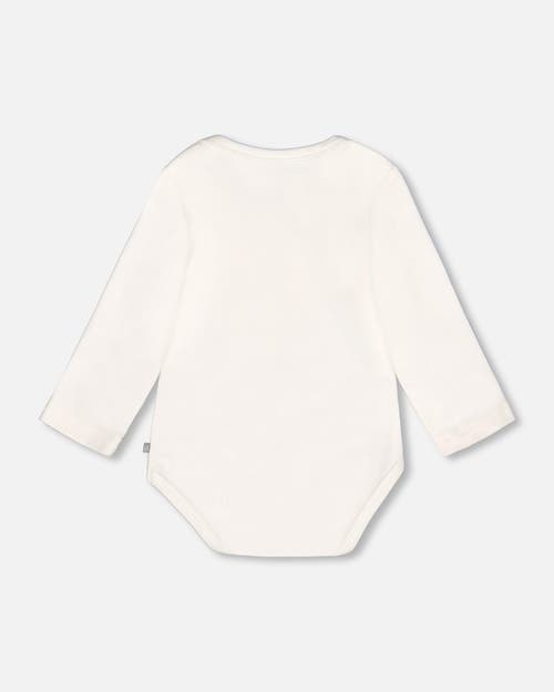 Deux Par Deux Organic Cotton Long Sleeve Romper Cat In White