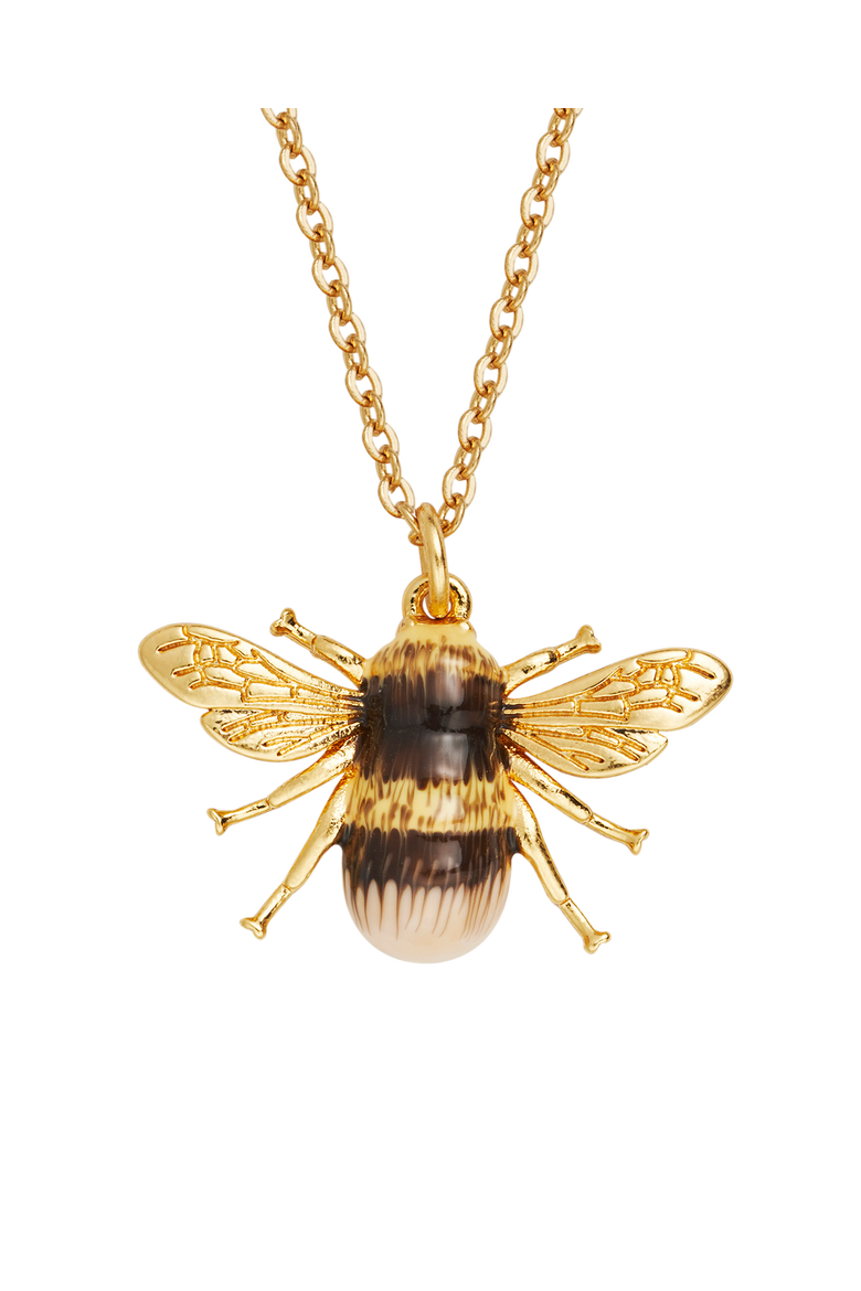 Honey Bee Enamel Necklace, Alternate, color, Gold