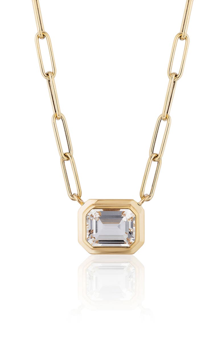 GOSHWARA Manhattan Emerald Cut Pendant Necklace, Alternate, color, Clear