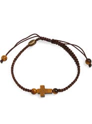 Caputo & Co. Tiger's-Eye Cross Macrame Bracelet